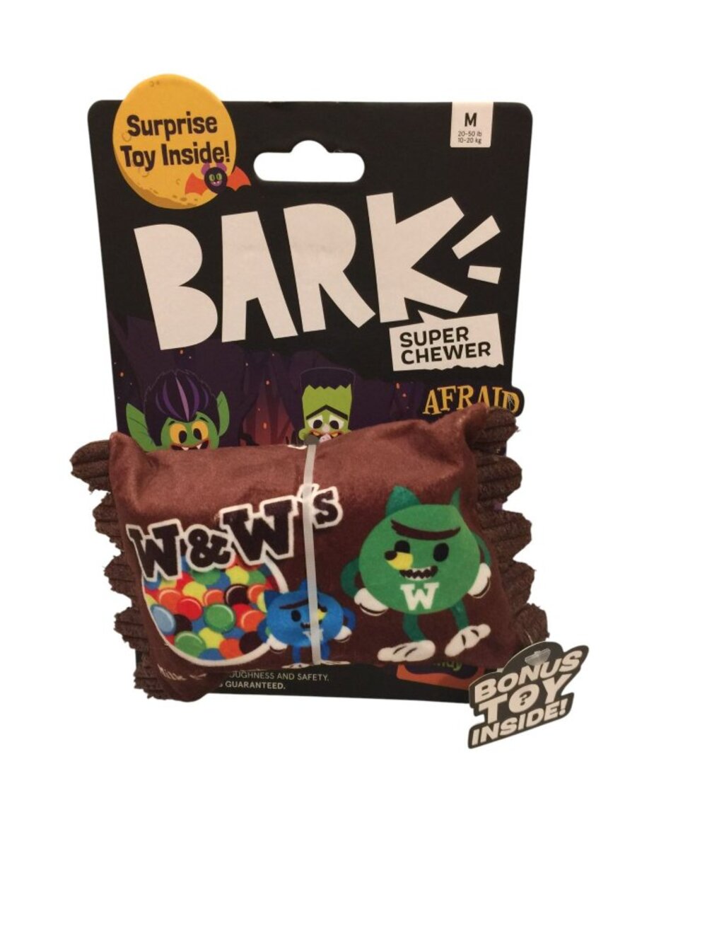 BARK Super Chewer W & W's Candy Hidden Toy Plush Dog Toy  Squeak Afraid of the B